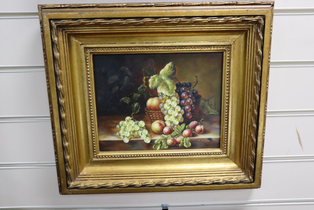 A. Miller, four oils on board, Still lifes of fruit, 19 x 24cm